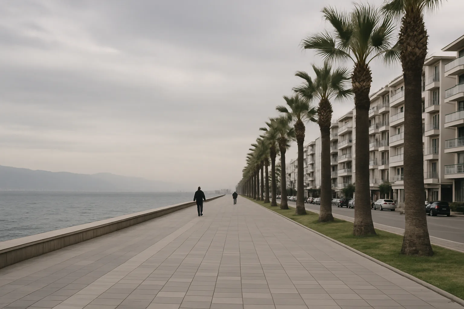 The Kordon seafront promenade in Izmir at late afternoon